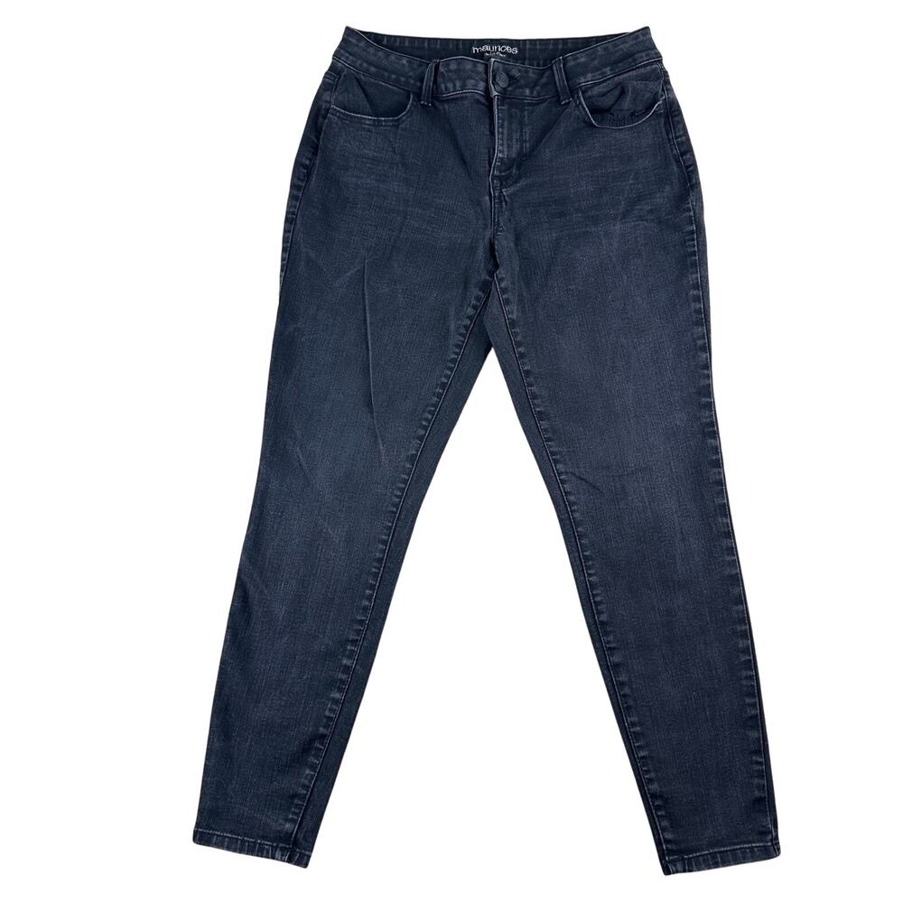 Maurices Jeans Womens Size Large Mid Rise Skinny Black Stretchy Denim